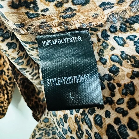 Tuckernuck Pomander Place Leopard Print Carlotta Peplum Blouse Size Large - Picture 7 of 9
